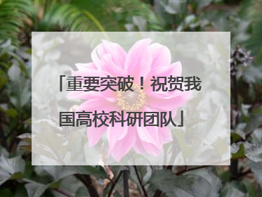 重要突破！祝贺我国高校科研团队