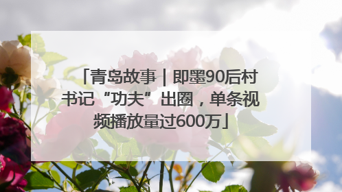 青岛故事｜即墨90后村书记“功夫”出圈，单条视频播放量过600万