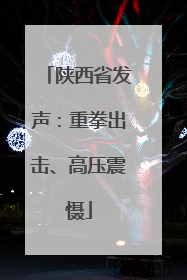 陕西省发声：重拳出击、高压震慑