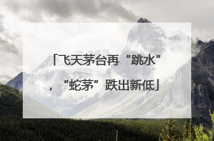 飞天茅台再“跳水”，“蛇茅”跌出新低