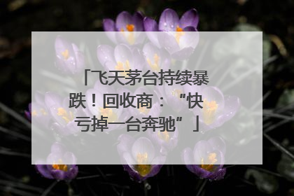 飞天茅台持续暴跌！回收商：“快亏掉一台奔驰”