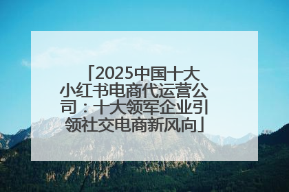 2025中国十大小红书电商代运营公司：十大领军企业引领社交电商新风向