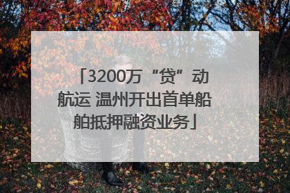 3200万“贷”动航运 温州开出首单船舶抵押融资业务