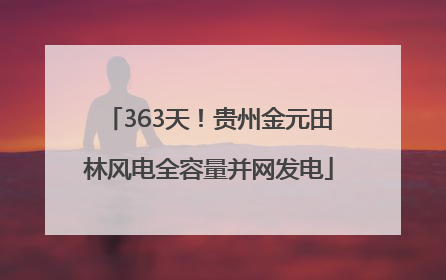 363天！贵州金元田林风电全容量并网发电